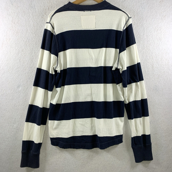 Abercrombie Fitch‎ Mens Muscle Stripped Knit Shirt Sz L Y2K Preppy Coastal Logo - Picture 2 of 14